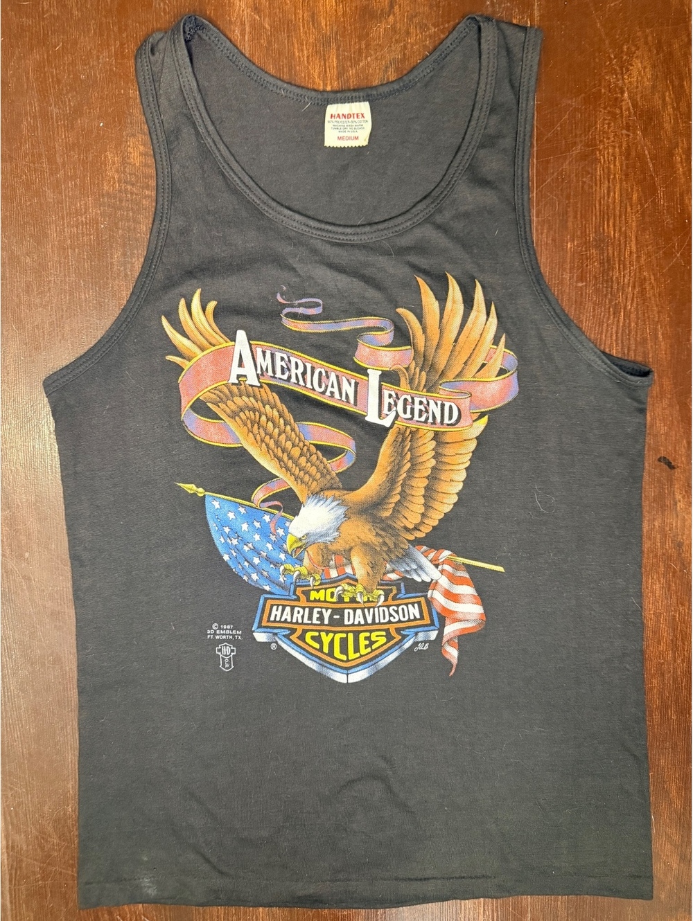Vintage 1987 Harley Davidson 3D Emblem American Legend Eagle Tank Top M USA